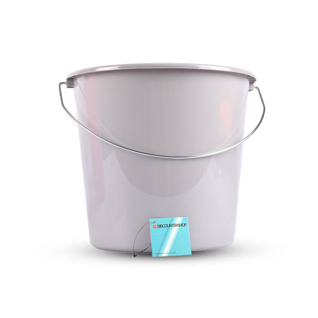 Practical Large Plastic Bucket 10 Liters - Gray, With Handle - Suitable for Household Tasks - 27.50cm Diameter