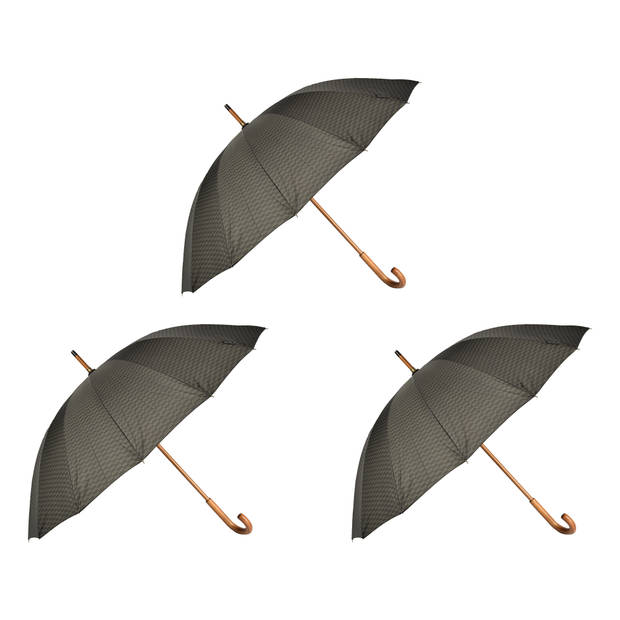 Trotseer de Storm met Stijl: 3-delige Set Zwarte & Donkergroene Stormparaplu's (Ø 102cm) - Lichtgewicht Paraplu's -