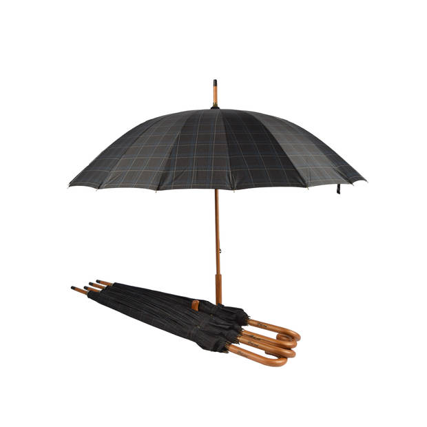 Never Worry About Rain Again: 5x Black & Blue Storm Umbrellas with Manual Opening - Width: ~ 102cm For Adults