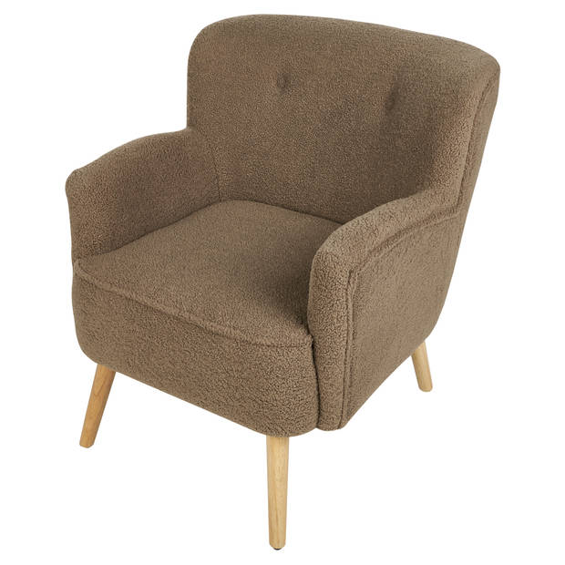 Beliani TUMBA - Fauteuil-Bruin-Bouclé