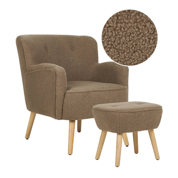 Beliani TUMBA - Fauteuil-Bruin-Bouclé