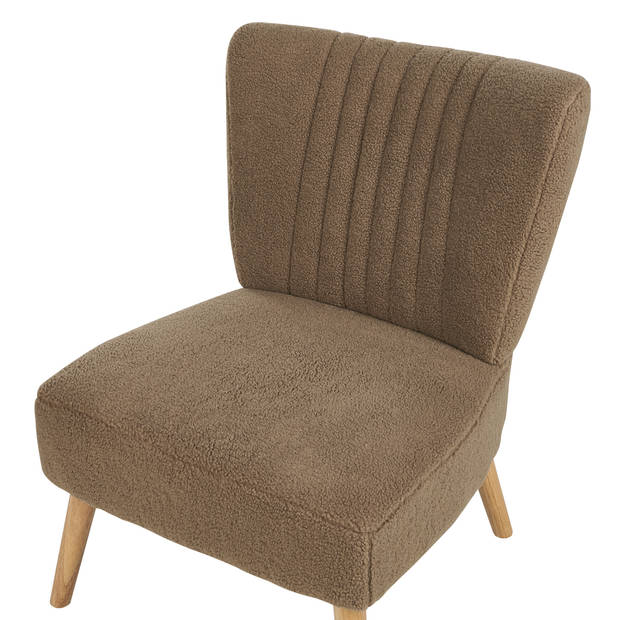 Beliani VAASA - Fauteuil-Bruin-Bouclé