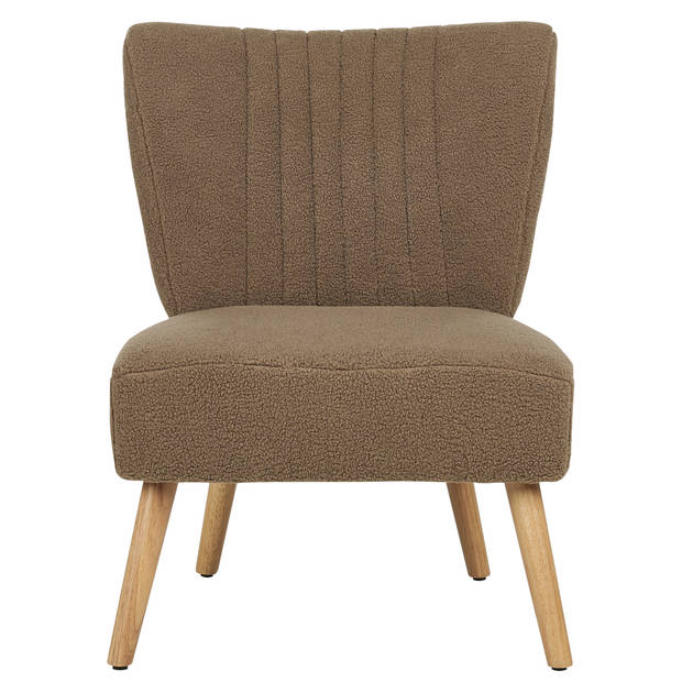 Beliani VAASA - Fauteuil-Bruin-Bouclé