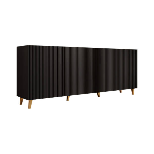 Meubella Dressoir Palamos - Mat zwart - 200 cm