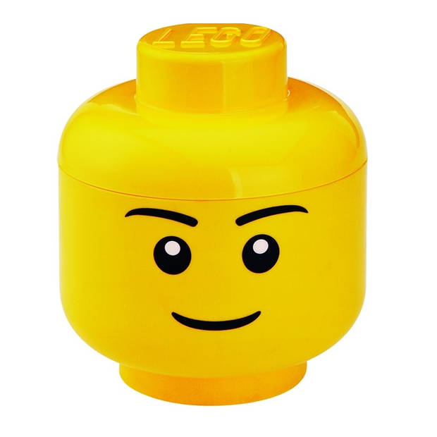 LEGO - Set van 2 - Opbergbox Iconic Hoofd Boy 16 cm, Geel - LEGO