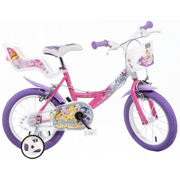 Dino Meisjesfiets Winx Club 14 Inch 23 cm Meisjes Knijprem Roze/Paars