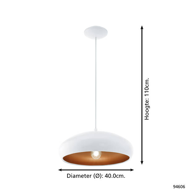 EGLO Mogano 1 Hanglamp - E27 - Ø 40 cm - Wit/Koper