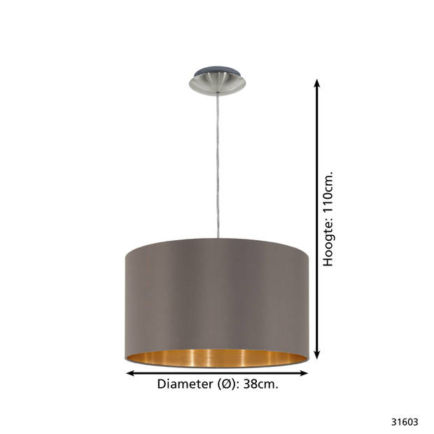 EGLO Maserlo - Hanglamp - 1 Lichts - Ø38cm - Nikkel-Mat - Goud