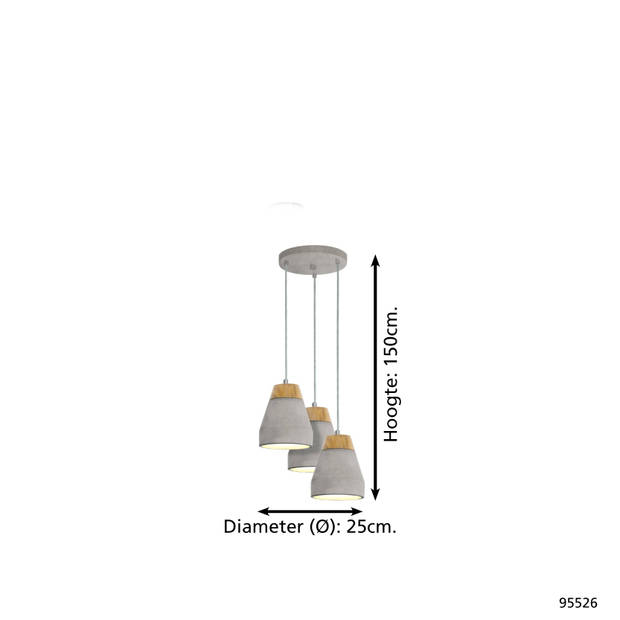 EGLO Tarega Hanglamp - 3 Lichts - Bruin, Grijs
