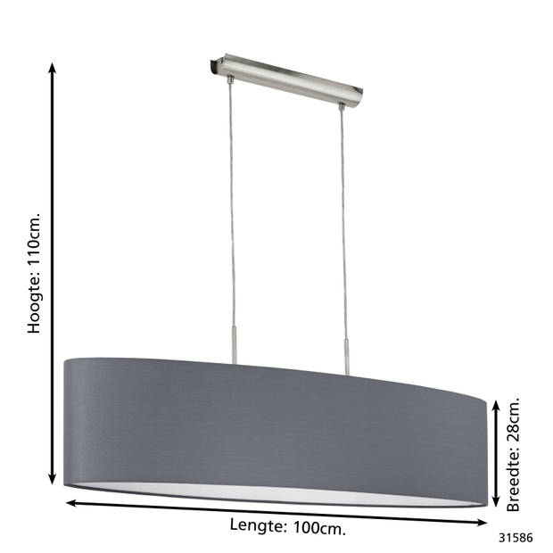 EGLO Pasteri Hanglamp - E27 - 100 cm - Grijs