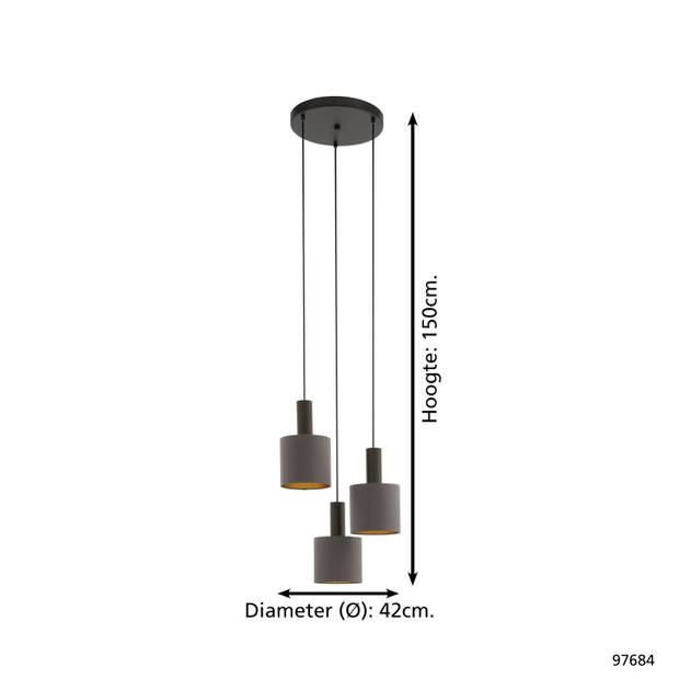 EGLO Concessa 1 Hanglamp - E27 - Ø 42 cm - Donkerbruin/Cappucino/Goud