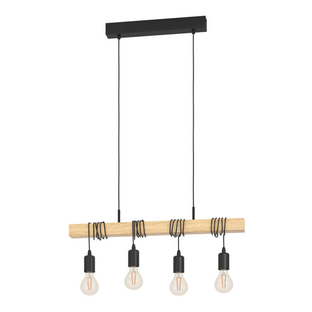 EGLO Townshend Hanglamp - E27 - 70 cm - Zwart/Bruin