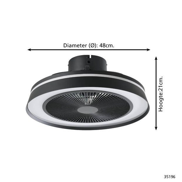 EGLO Vallona Plafondlamp met ventilator - RGB-TW 2765K - Wit/Zwart