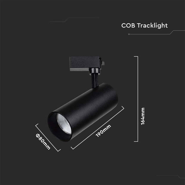 V-TAC VT-11035 LED Tracklights - COB Tracklights - Samsung - IP20 - Zwart - 35 Watt - 3000 Lumen - 4000K