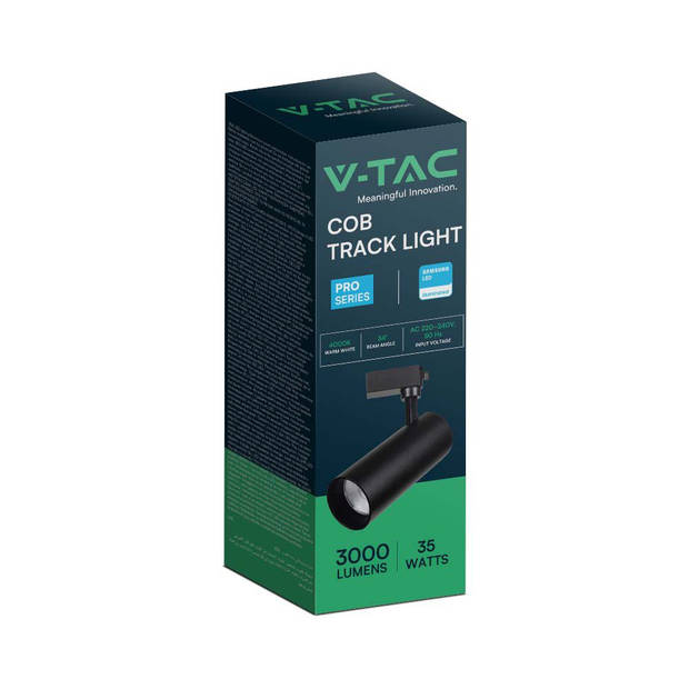 V-TAC VT-11035 LED Tracklights - COB Tracklights - Samsung - IP20 - Zwart - 35 Watt - 3000 Lumen - 4000K