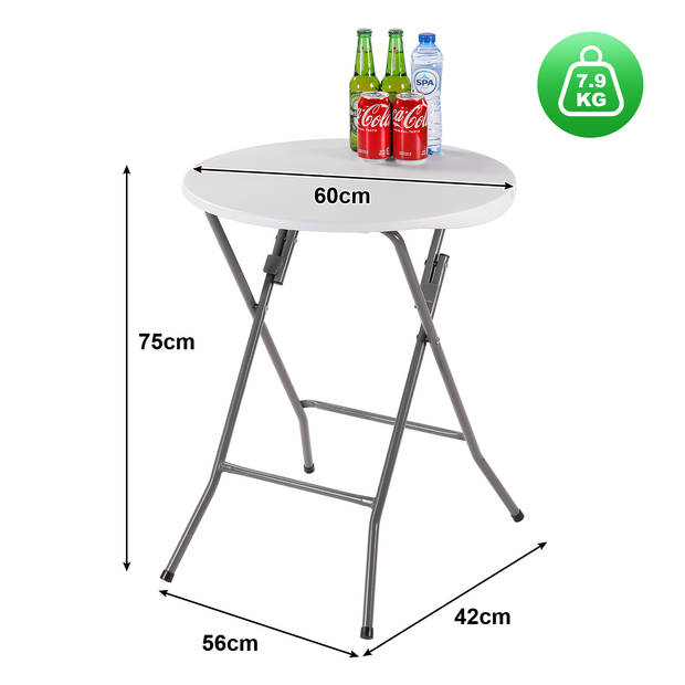 Bardi 2 x Statafel Inklapbaar Kindermodel 60 x 75 cm. Wit inclusief Zilveren Rokken