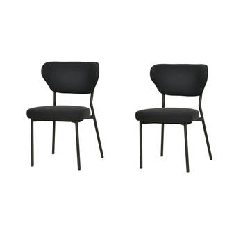Duko Stapelbare stoel gestoffeerd - Zwart - SET VAN 2