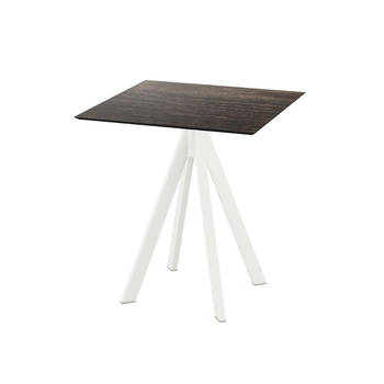 Infinity Terrastafel wit frame + Riverwashed Wood HPL 70x70 cm