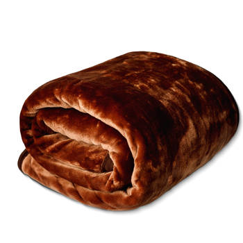 HappyBed Bruin 150x200 - Fleece deken - Heerlijk zacht fleece plaid - Warmte deken - Bankhoes Sprei - deken