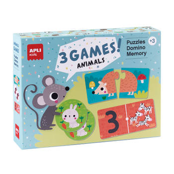 APLI Kids APLI - 3 Dierenspellen (puzzel, memory, domino)