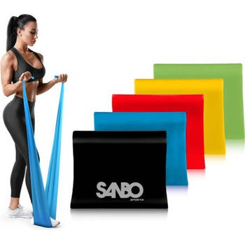 Sanbo Weerstandsbanden Set - 200 x 15 cm - Resistance Band - Fitness Elastiek - Pilates - Theraband
