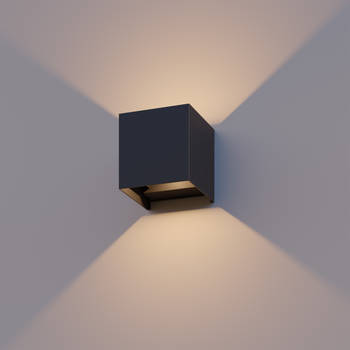 Calex LED Wandlamp Kubus - Zwart - 7W - Warm Wit Licht