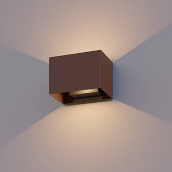 Calex LED Wandlamp Rechthoek - Roestkleur - 7W - Warm Wit Licht