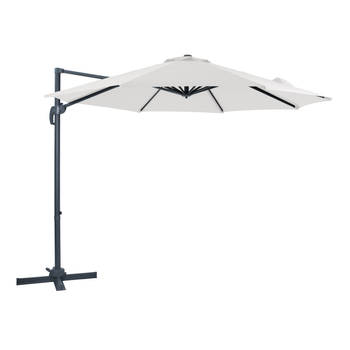 AXI Marisol Zweefparasol Rond Ø 300 cm in Antraciet / Beige Ronde Parasol voor tuin met Aluminium Frame