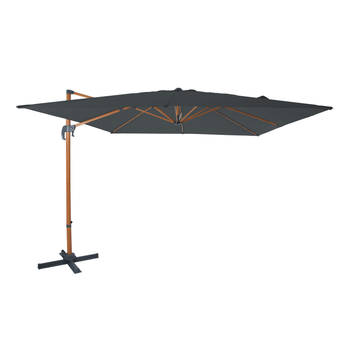 AXI Nima Zweefparasol Rechthoekig 300 x 300 cm in Houtlook / Grijs Parasol voor tuin met Aluminium Frame