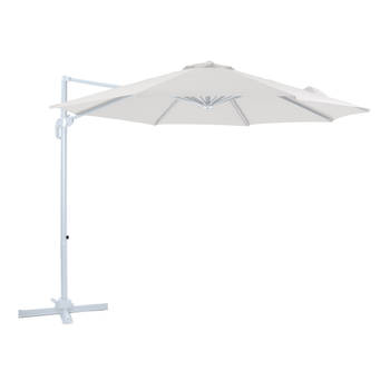 AXI Marisol Zweefparasol Rond Ø 300 cm in Wit / Beige Ronde Parasol voor tuin met Aluminium Frame