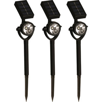 Luxform - Zamora - Tuinlampen 3 stuks - Solarspots - Zwart - 10 Lumen - Werkend op zonne energie
