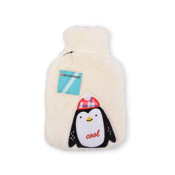 Warmwaterkruik met Zachte Hoes - Kinderkruik - 850 ml Thermokruik - met Liefdevolle Pinguïn Knuffelhoes - kruik voor