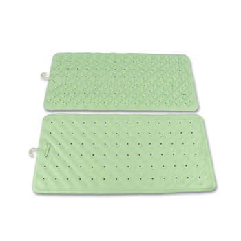 Badmat Set - Groene Badkamer Mat en Douchemat - 76x36cm - 100% Natuurlijk Rubber - 2 Stuks