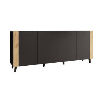 Meubella Dressoir Formentera - Mat zwart - 200 cm