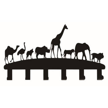 Kapstok kinderkamer jungle safari dieren - wandkapstok 6 haken babykamer