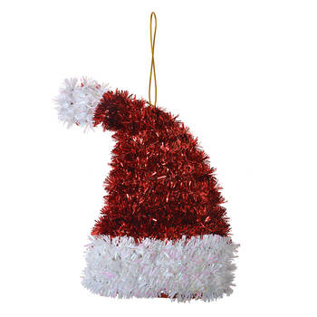 Clayre & Eef Kersthanger Kerstmuts 13 cm Rood Kunststof Rood
