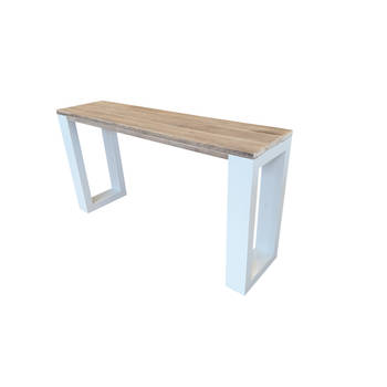 Wood4you - Side table enkel steigerhout - - Wit - Eettafels 140 cm - Bijzettafel