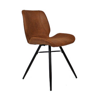 Bronx71 Industriële eetkamerstoel Barrel cognac eco leer- Eetkamerstoelen set van 6.