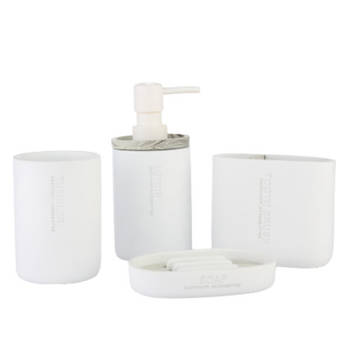 Luxe 4 Delige Badkamer - Toilet accessoires Set - Kunsstof Badkamerset