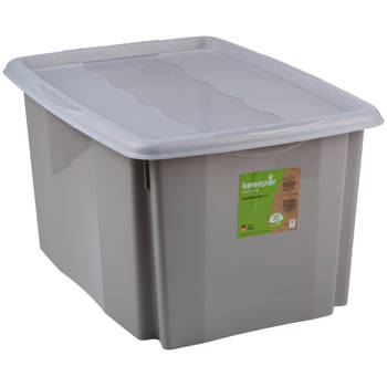 Opbergbox met Deksel 45L - Opbergdoos 55 x 40 x 30 cm - Geschikt voor Kleding, Kerstdecoratie en Documenten - Grijs