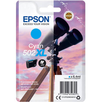 Epson inktcartridge 502XL, 470 pagina's, OEM C13T02W24010, cyaan