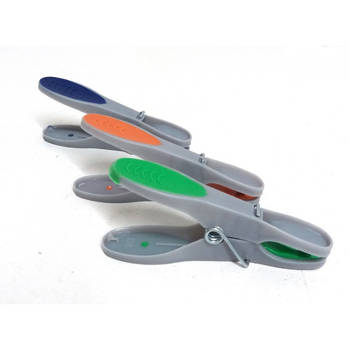 Plastic wasknijpers met soft grip grijs 24 stuks