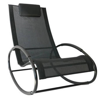 Schommelstoel - Stoelen - Stoel - Tuinstoel - Tuinmeubelen - Ligbed - Relaxstoel - Ligstoel - Zwart - 105 x 62 x 88 cm
