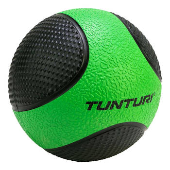 Tunturi Medicine Ball - Medicijnbal - 2kg - Groen/Zwart - Rubber - Incl. gratis fitness app