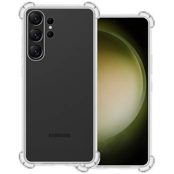 Basey Samsung Galaxy S23 Ultra Hoesje Shock Proof Case - Samsung Galaxy S23 Ultra Hoes Cover Shockproof - Transparant