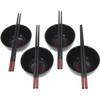 8-delige sushi serveer set voor 4 personen - keramiek - zwart - Bordjes