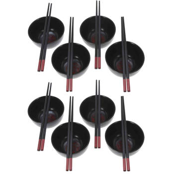 16-delige sushi serveer set voor 8 personen - keramiek - zwart - Bordjes