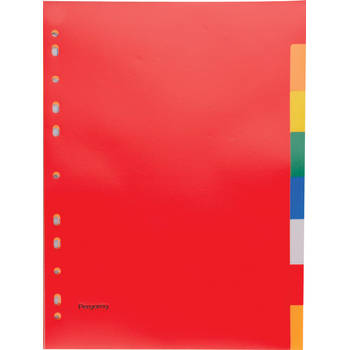 Pergamy tabbladen, ft A4, 11-gaatsperforatie, PP, 8 tabs in geassorteerde kleuren 65 stuks