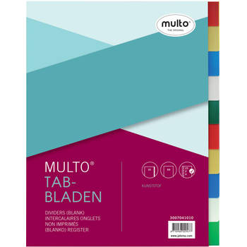 Multo tabbladen voor ft A4, 23-gaatsperforatie, 10-delig, geassorteerde kleuren 10 stuks