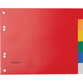 Pergamy tabbladen, ft A5, 6-gaatsperforatie, PP, 6 tabs in geassorteerde kleuren 80 stuks